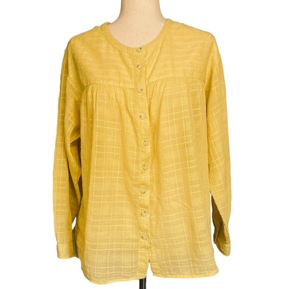 Anthropologie Pilcro And Letterpress Mila Draped Button Down Shirt Yellow Small - Picture 5 of 10
